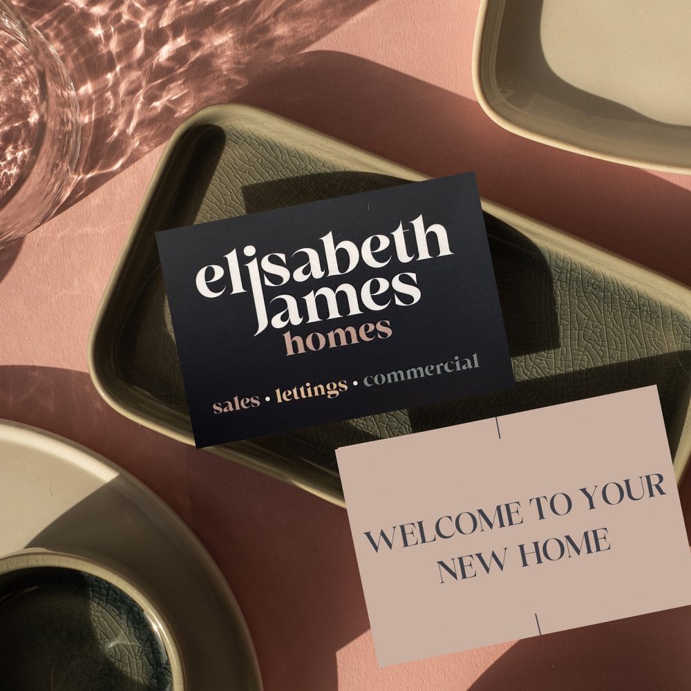 A business card for Elizabeth James Homes
