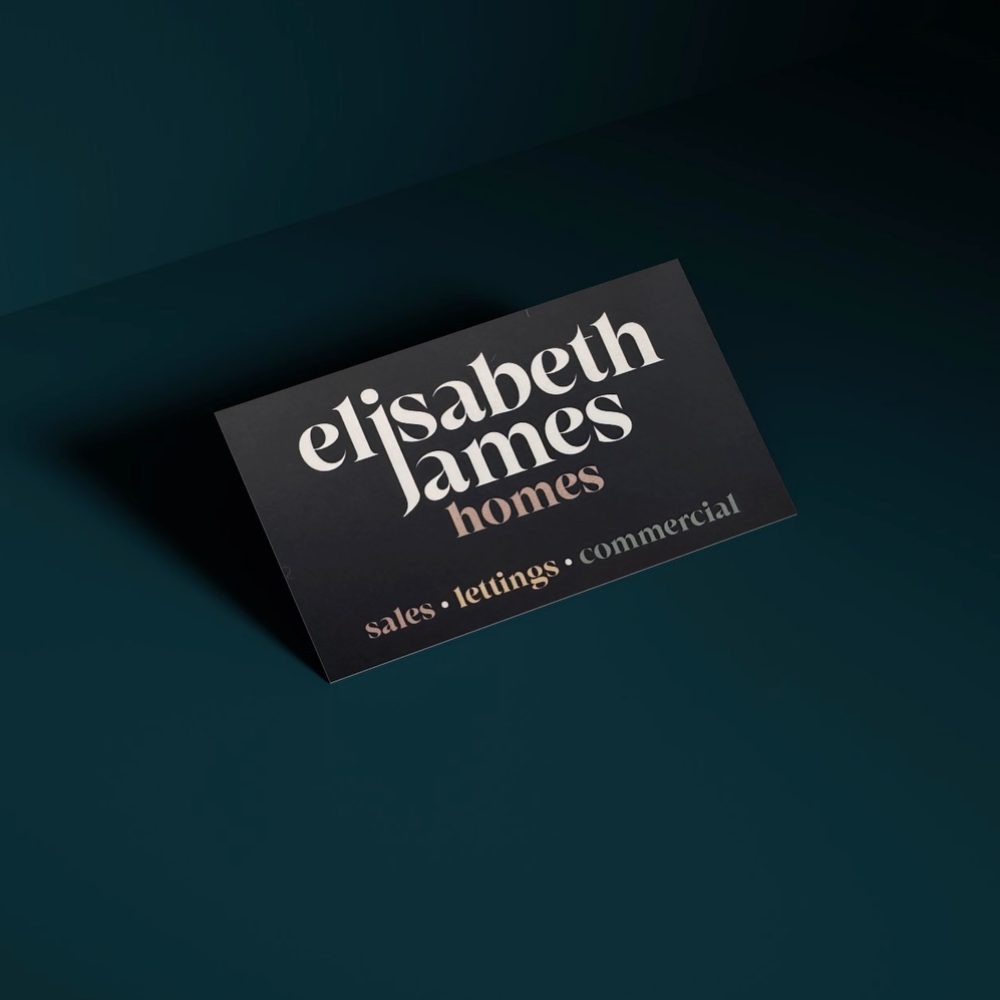 A business card for Elizabeth James Homes